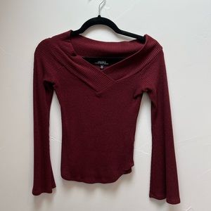 Lulus Low Shoulder Sweater in Red